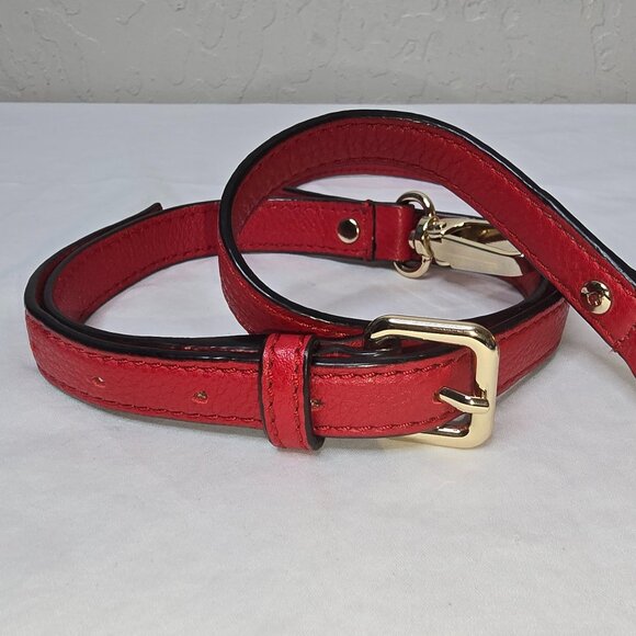 Kate Spade Red Grain Leather Adjustable REPLACEMENT STRAP ONLY W/ Gold Hardware - Picture 1 of 4